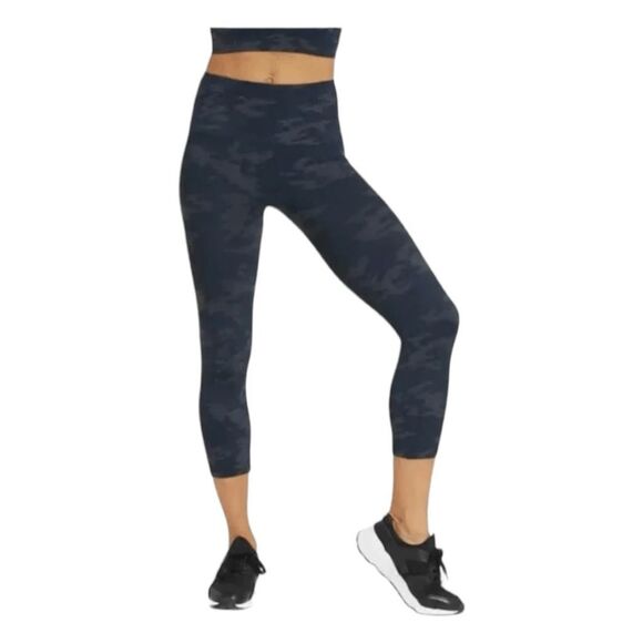 Spanx Look At Me Now Seamless Leggings Black Camo Crop Compression M - Picture 1 of 11
